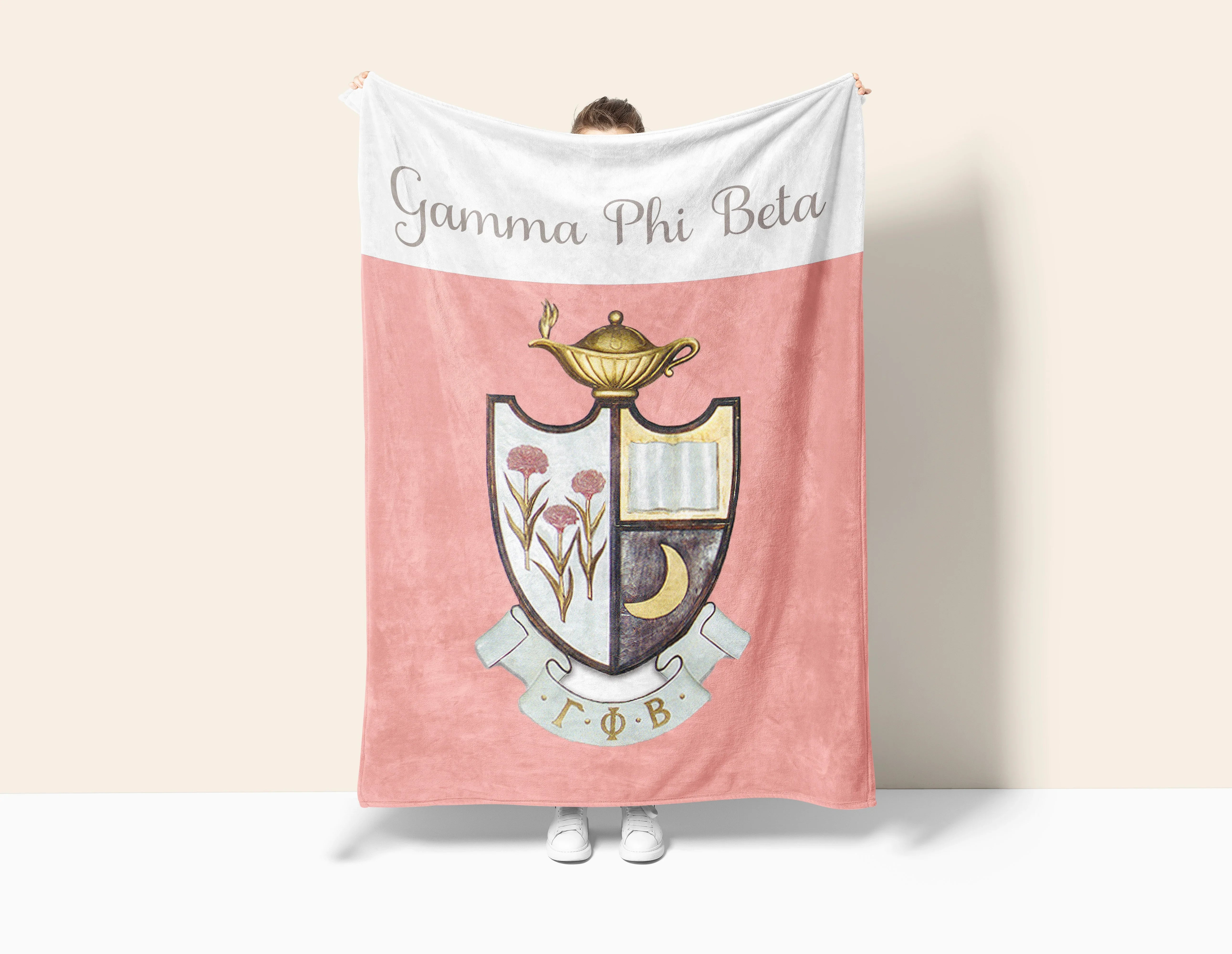 Gamma Phi Beta Blanket XL 60x80 Crest - Wide Band | GPhiB Gifts