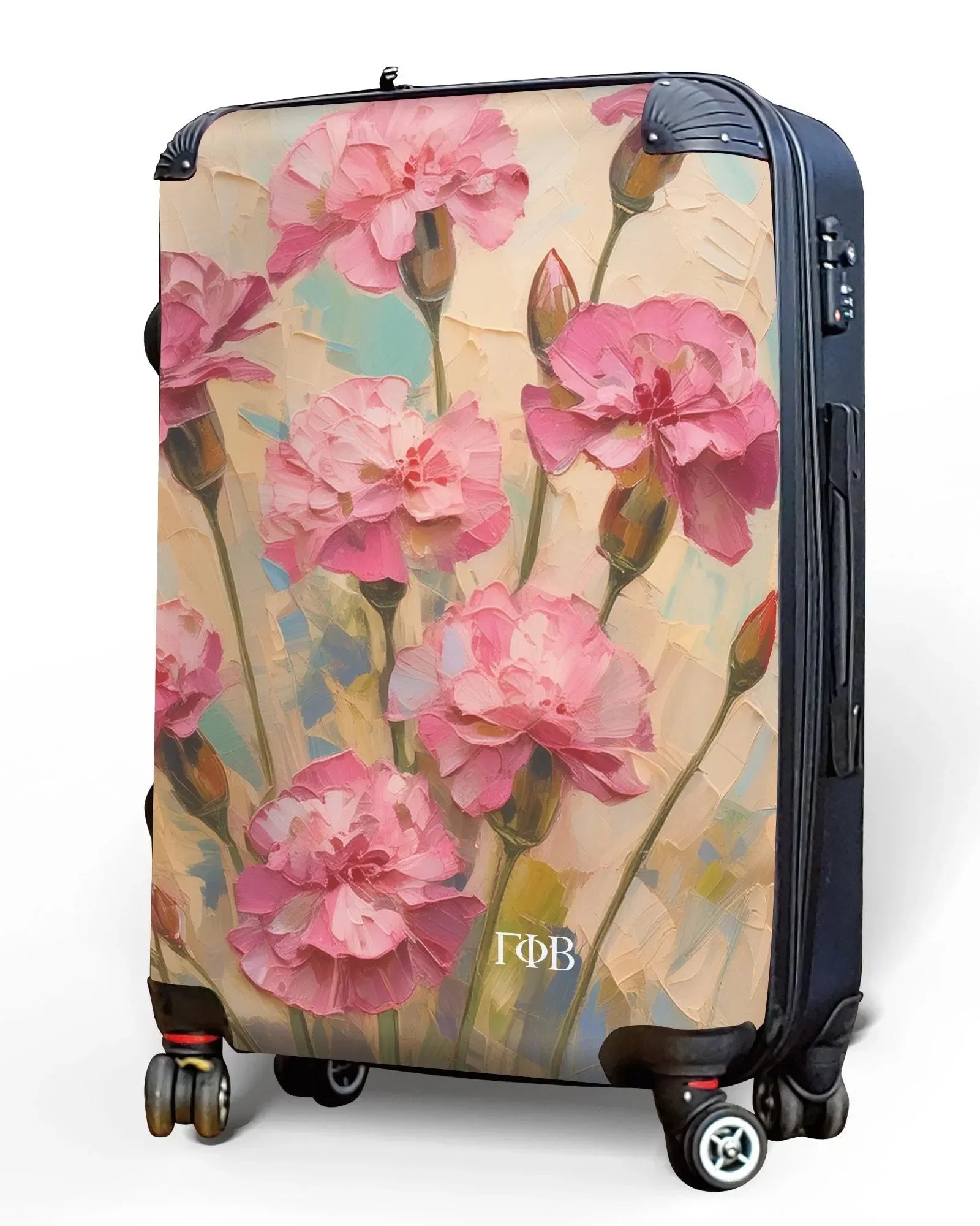 Gamma Phi Beta Carry-on Suitcase - Bold Pink Carnations Suitcases