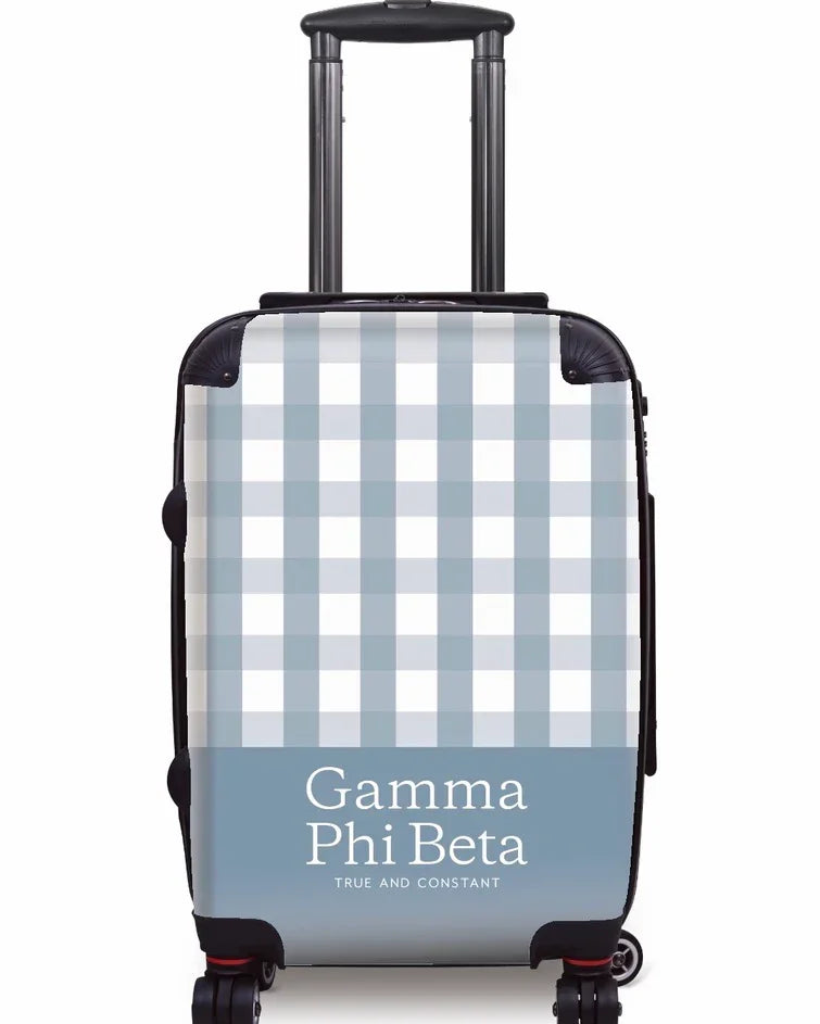 Gamma Phi Beta Carry-on Suitcase -Gingham Blue Moon