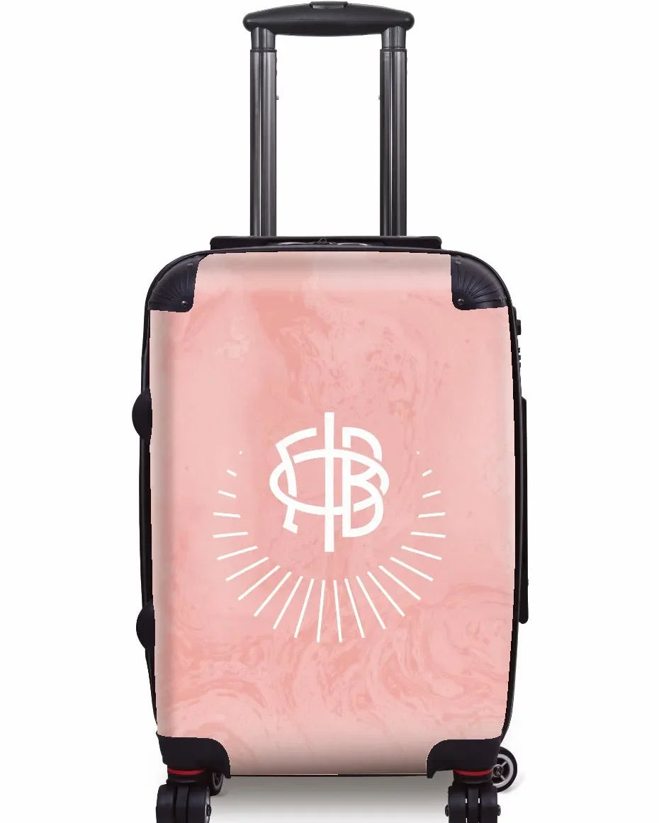 Gamma Phi Beta Carry-on Suitcase - Marble Crescent Moon Blush Suitcases