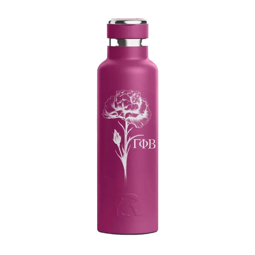 Gamma Phi Beta RTIC 20 oz Ceramic Lined Water Bottle Tumbler - Carnation