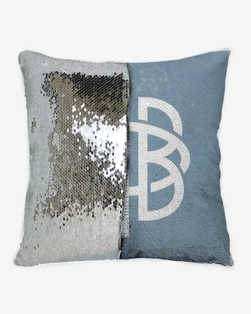 Gamma Phi Beta Sequin Pillow Cover - Greek Letters Blue Moon Silver Pillow Covers
