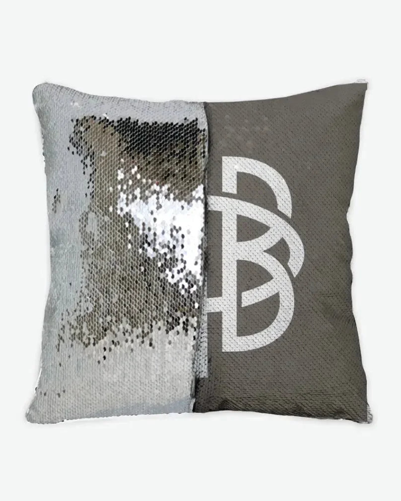 Gamma Phi Beta Sequin Pillow Cover Greek Letters Brownstone Silver