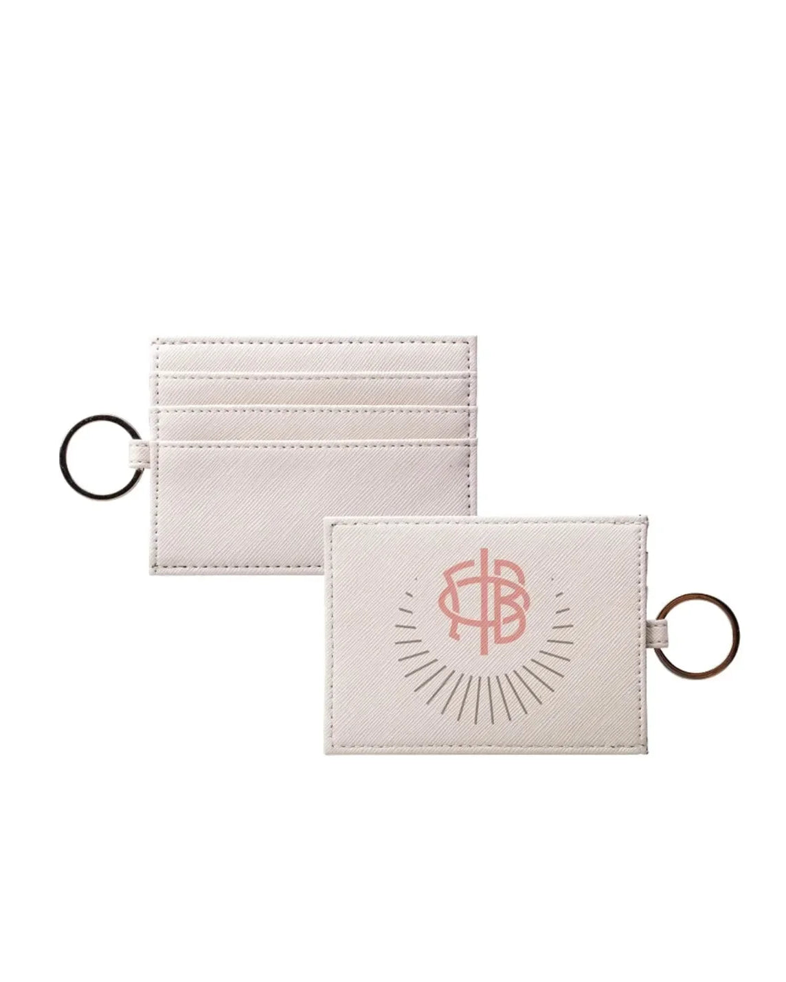Gamma Phi Beta Vegan Saffiano Leather Keychain Card Holder - Crescent Moon Travel Wallet