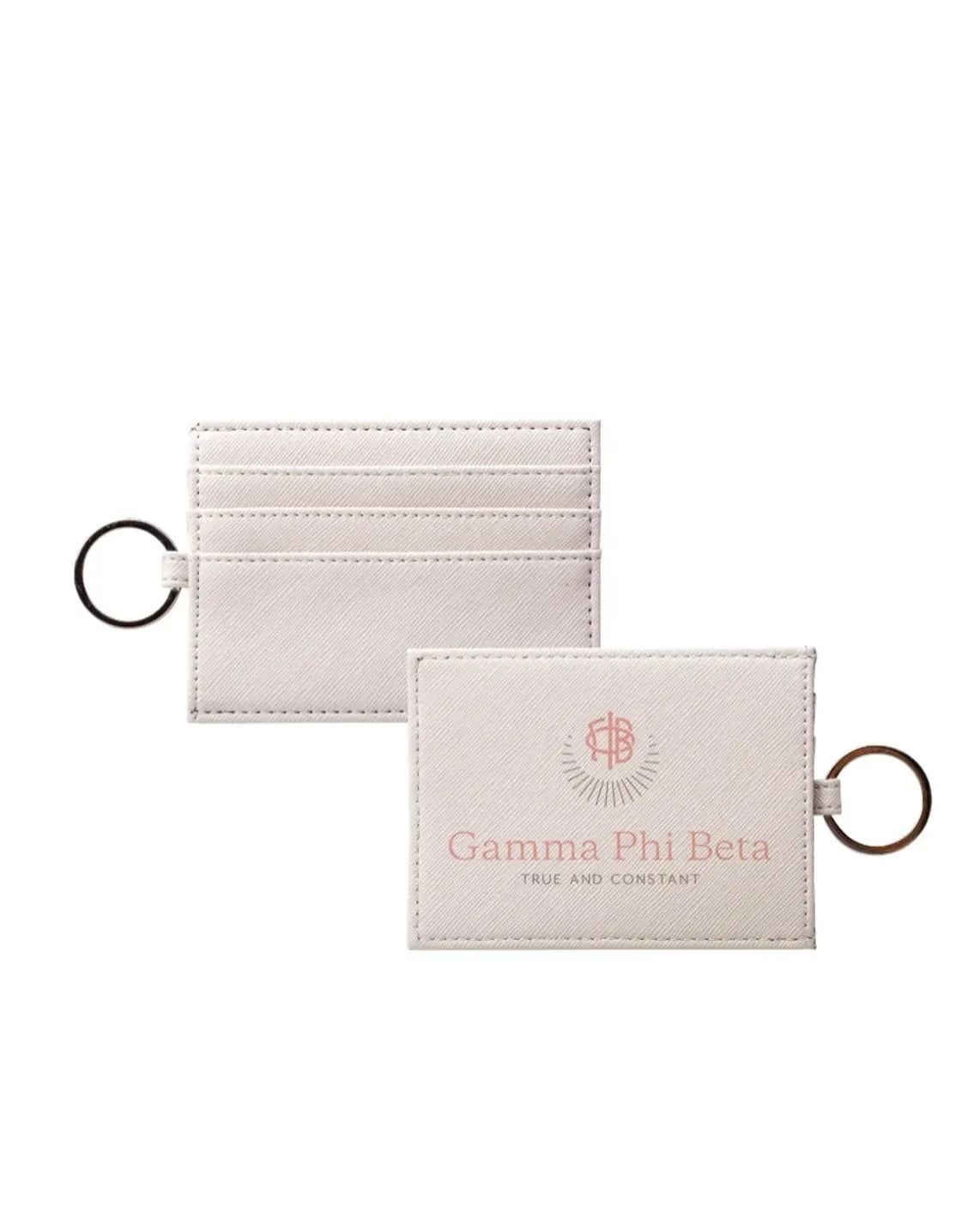 Gamma Phi Beta Vegan Saffiano Leather Traditional Keychain Card Holder Travel Wallet
