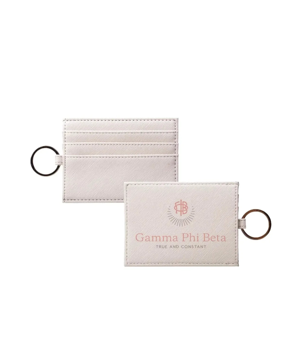 Gamma Phi Beta Vegan Saffiano Leather Traditional Keychain Card Holder Travel Wallet
