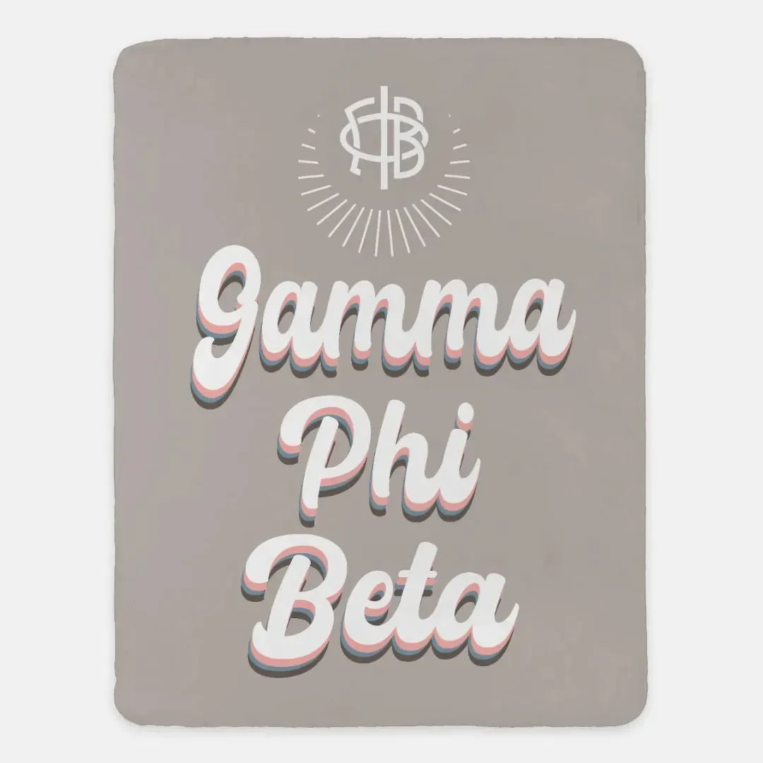 Gamma Phi Beta XL 60x80 Retro Sherpa Throw Blanket