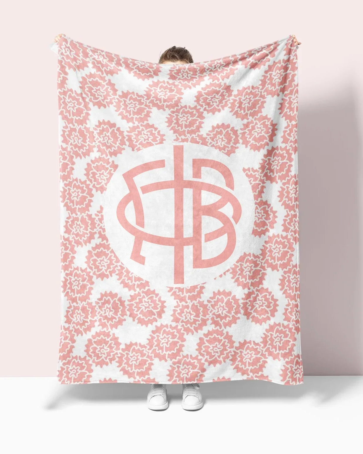Gamma Phi Beta XL 60x80 Sherpa Throw Blanket - Blush Carnations