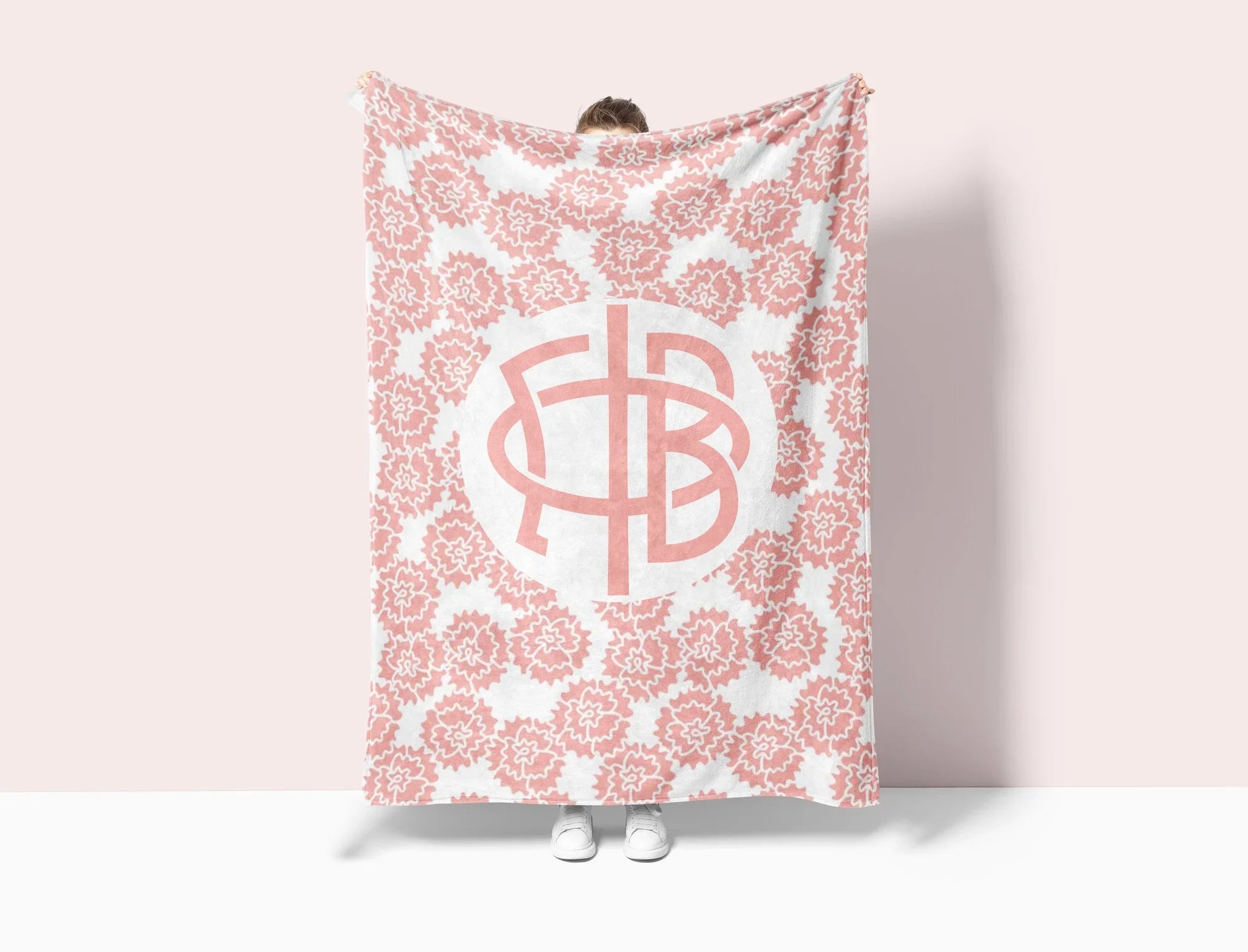 Gamma Phi Beta XL 60x80 Sherpa Throw Blanket - Blush Carnations