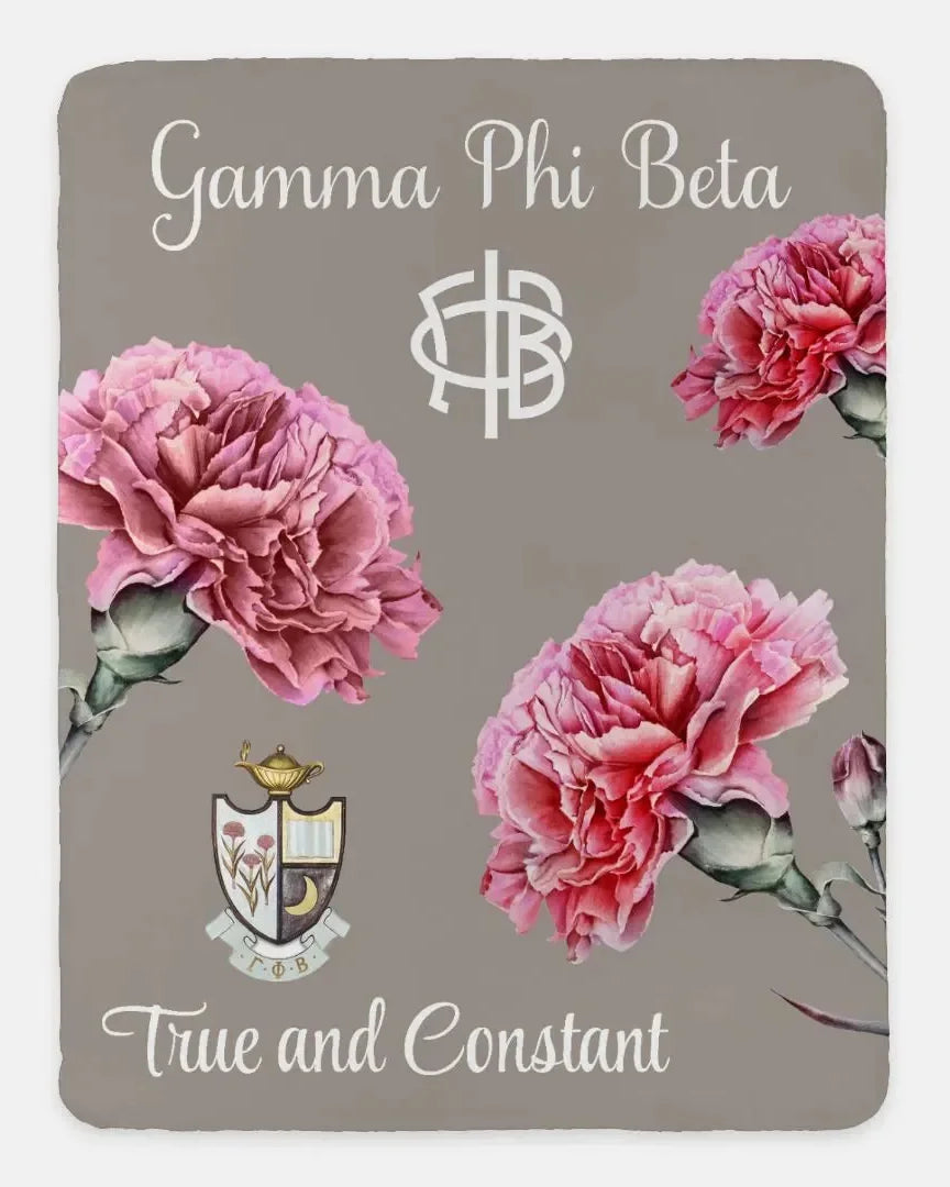 Gamma Phi Beta XL 60x80 Sherpa Throw Blanket - Bold Carnations