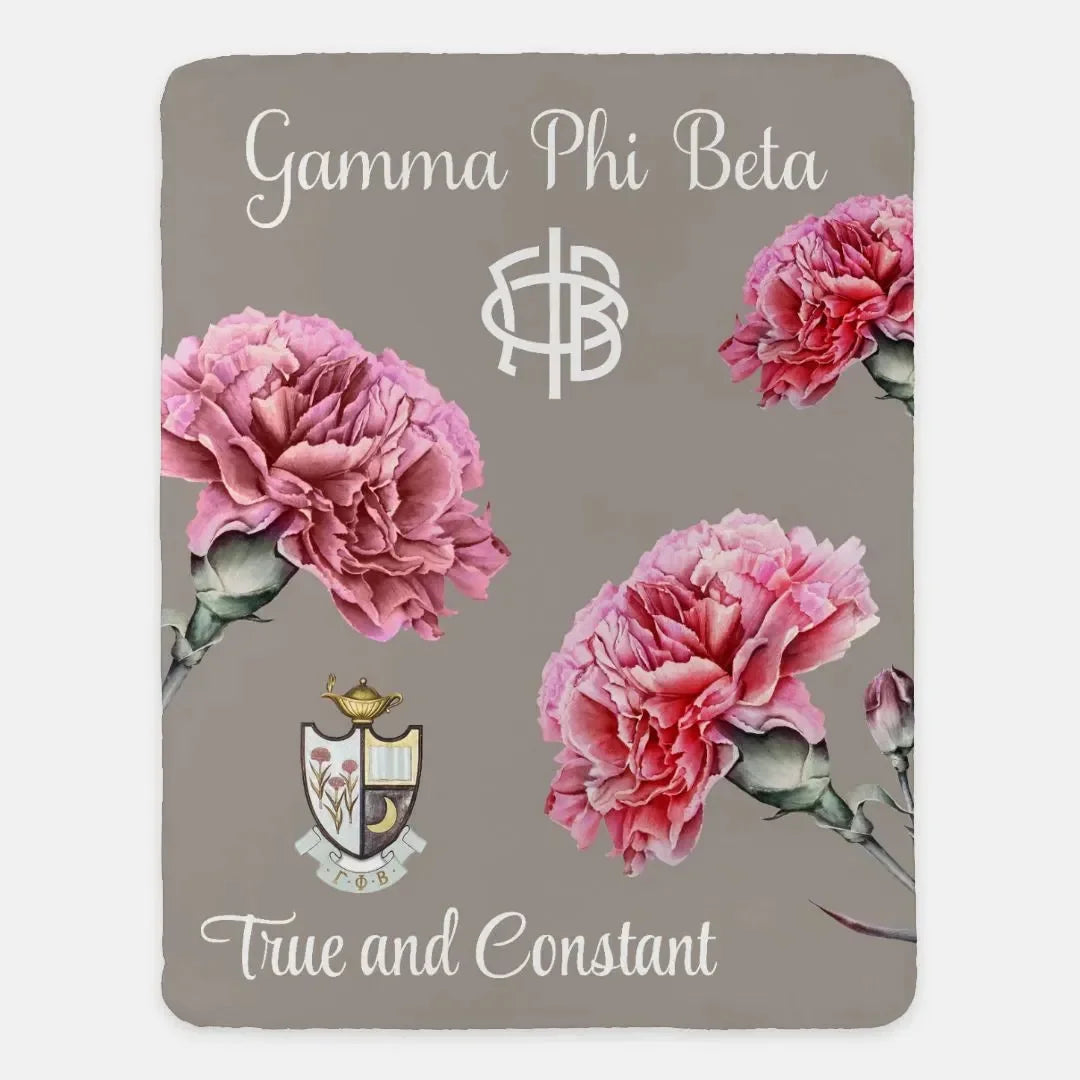 Gamma Phi Beta XL 60x80 Sherpa Throw Blanket - Bold Carnations