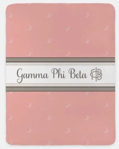 Gamma Phi Beta XL 60x80 Sherpa Throw Blanket - Crescent Blush Throw Blankets