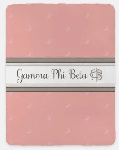 Gamma Phi Beta XL 60x80 Sherpa Throw Blanket - Crescent Blush Throw Blankets