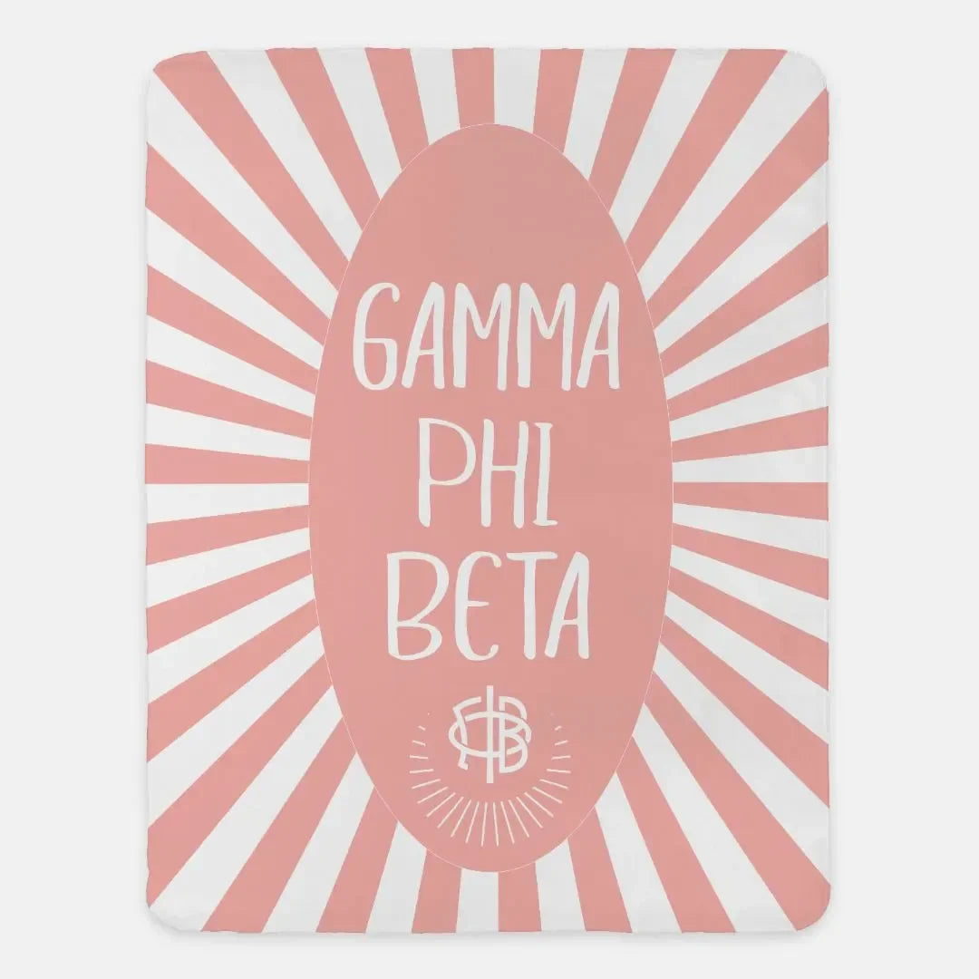 Gamma Phi Beta XL 60x80 Sherpa Throw Blanket -Starburst Blush