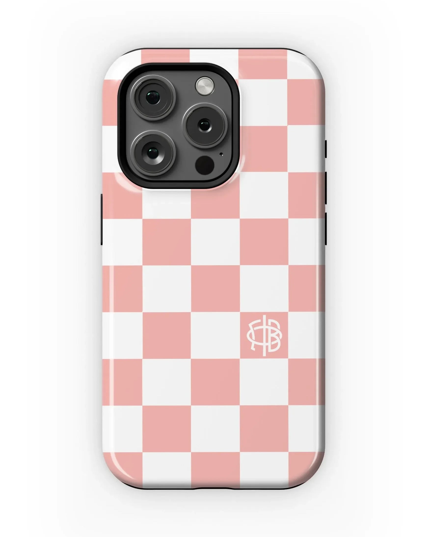 Gamma Phi Beta iPhone 16, 15, 14 Mobile Phone Case - Blush Check Gloss Mobile Phone Cases