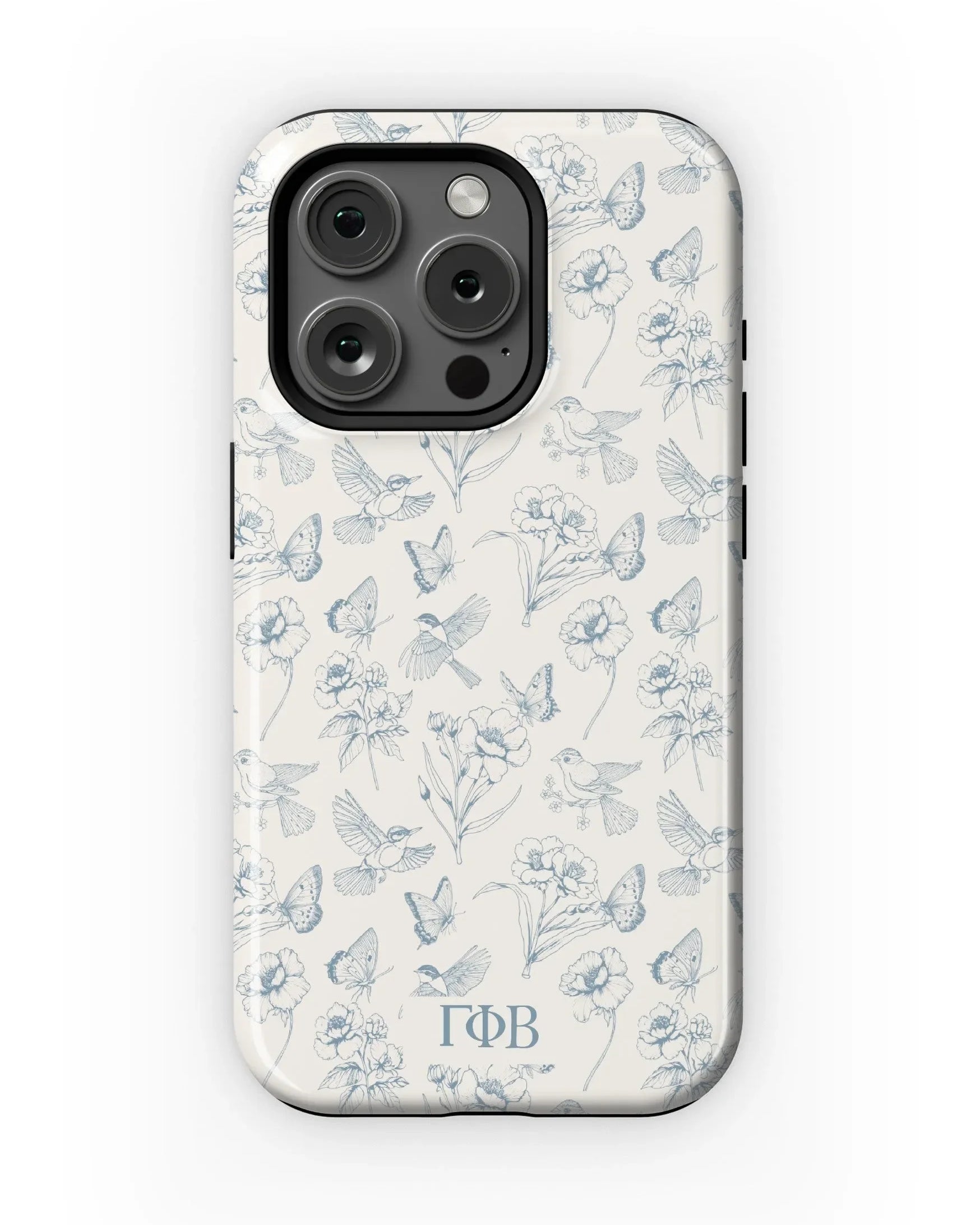 Gamma Phi Beta iPhone 16, 15, 14 Mobile Phone Case - Vintage Floral Gloss Mobile Phone Cases
