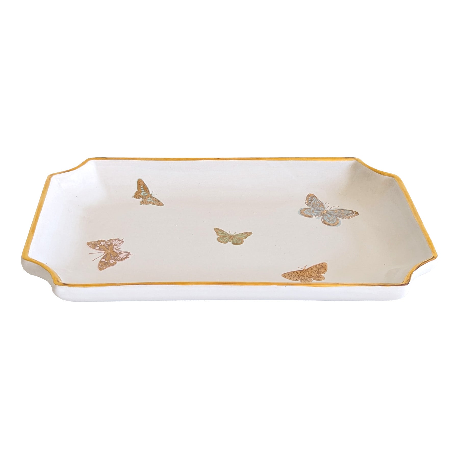 Whimsical Gilded Butterflies Trays with Gold Accent | Dorm Accessories