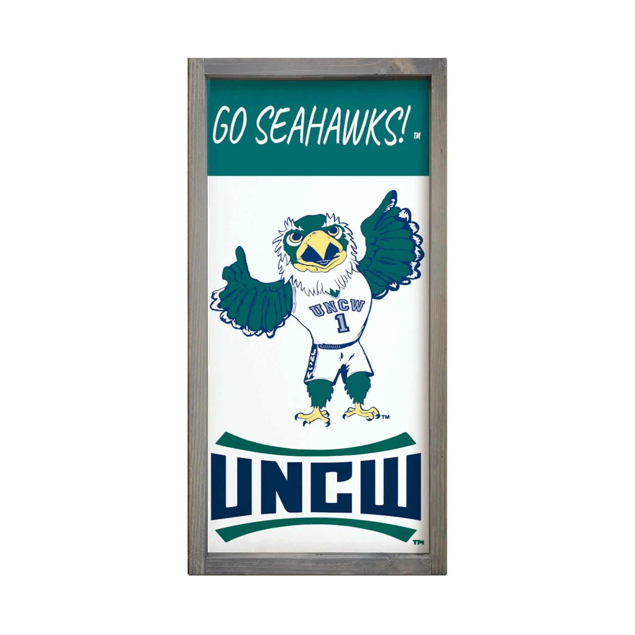 UNC Wilmington Sign - Go Seahawks - 12"x24" Weathered Gray Wall Art & Signs