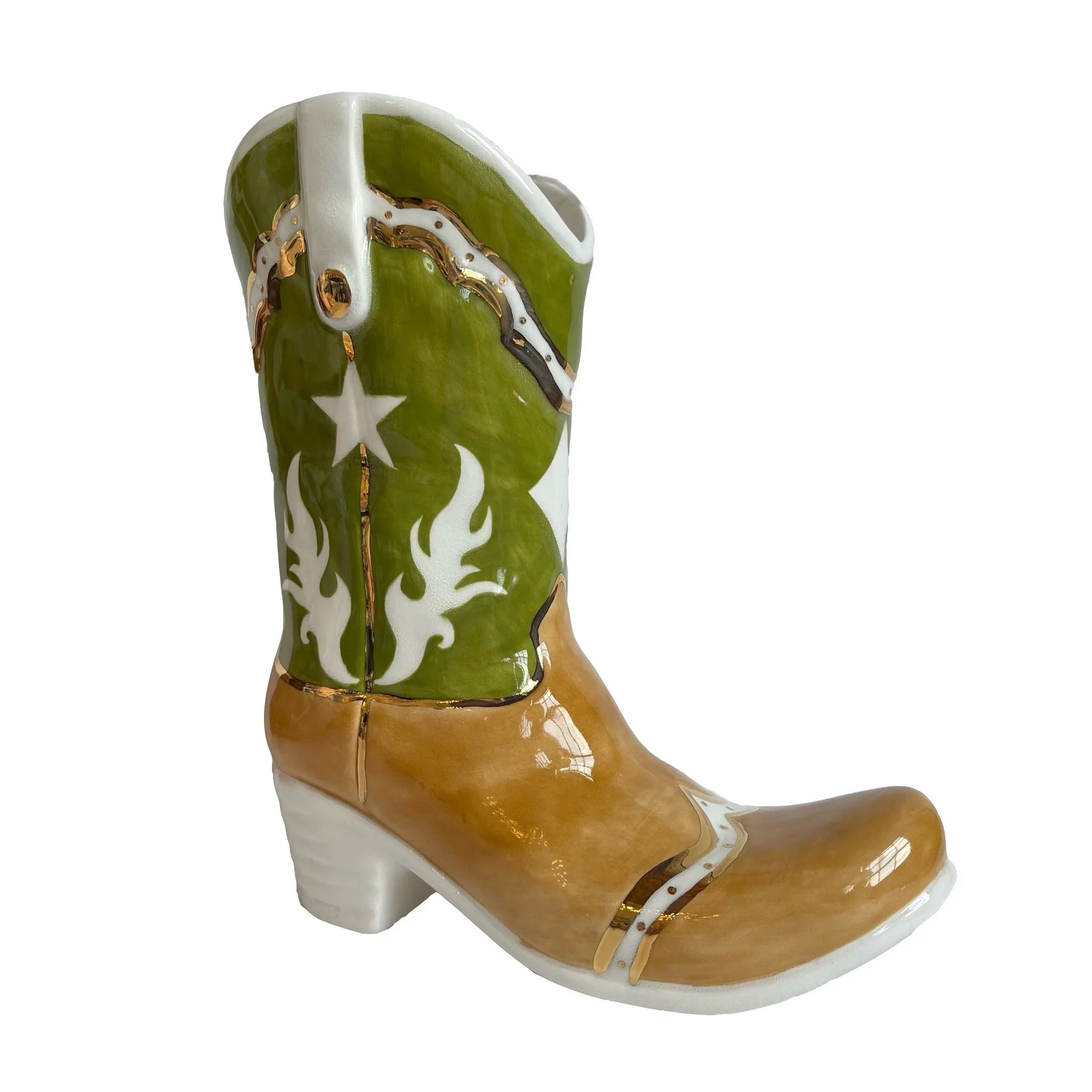 Western Cowboy Boot Vase - Two Tone | Dorm Decor | Accessories