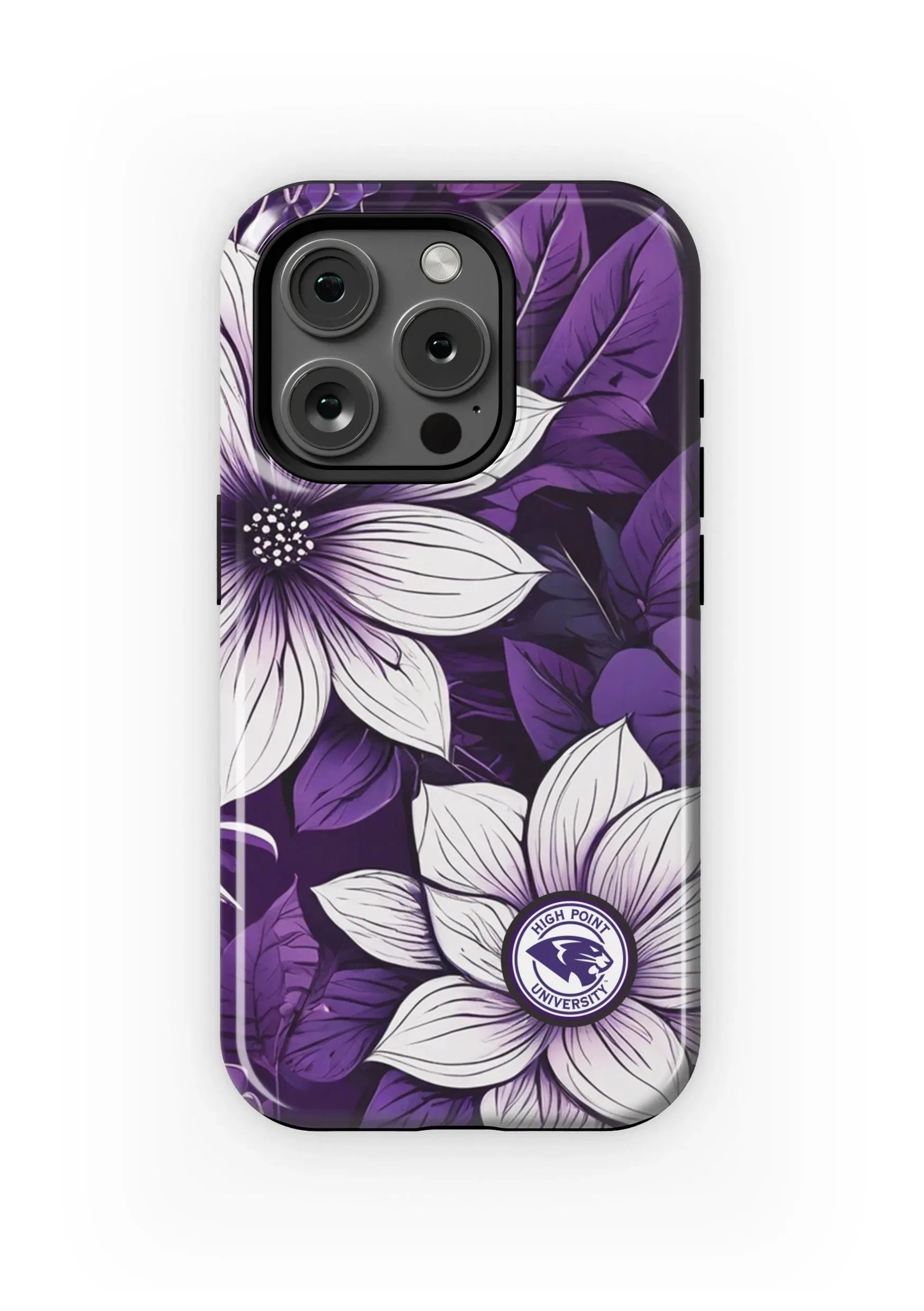 High Point University iPhone 15, 14, 13 Mobile Phone Case - Floral Sketch Gloss Mobile Phone Cases