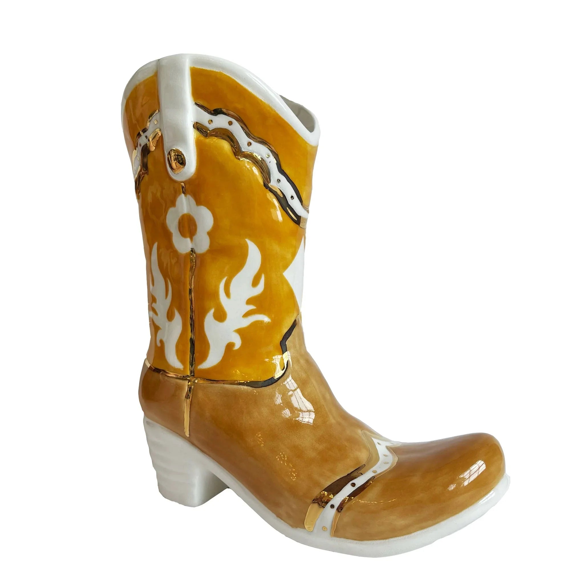 Western Cowboy Boot Vase - Two Tone | Dorm Decor | Accessories