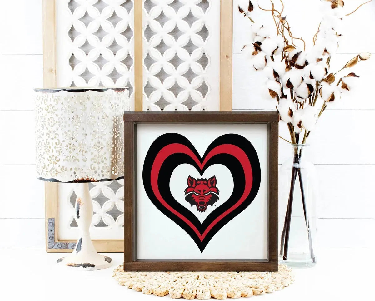 Arkansas State University 12x12 Heart Wood Framed Sign Wall Art & Signs