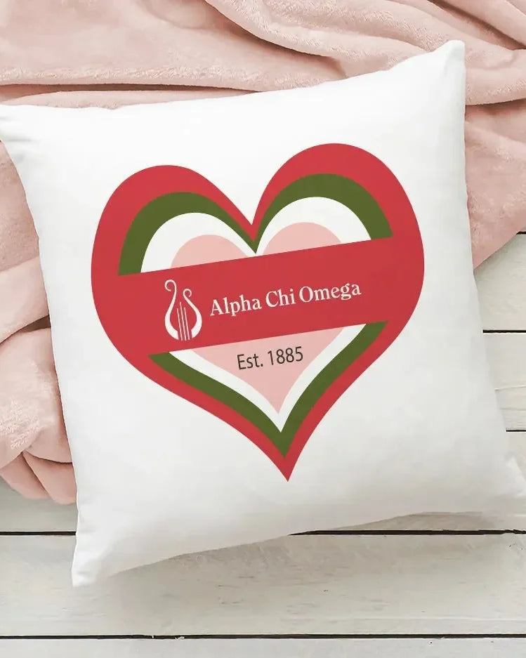 Alpha Chi Omega 18" Heart Throw Pillow Cover Pillow Covers