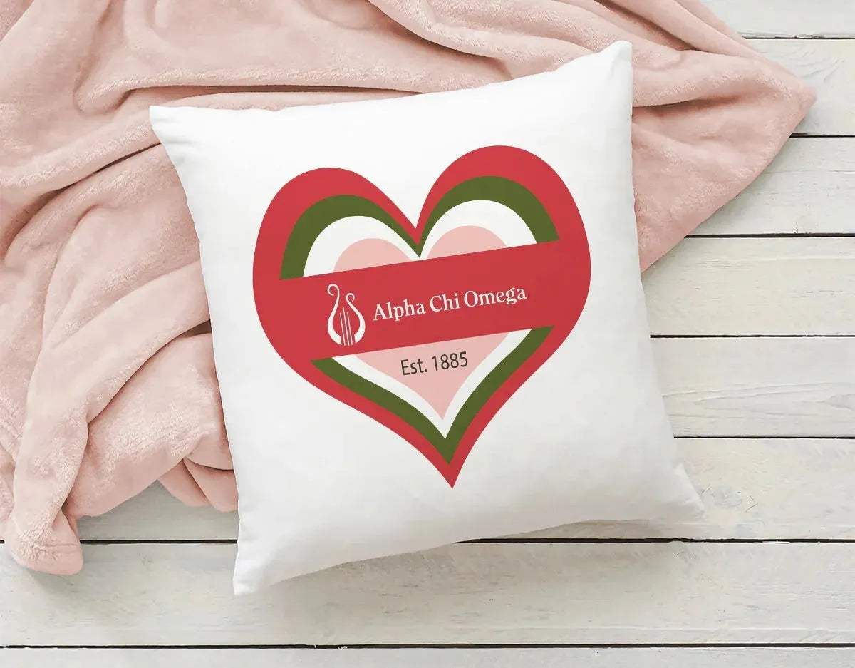 Alpha Chi Omega 18" Heart Throw Pillow Cover Pillow Covers