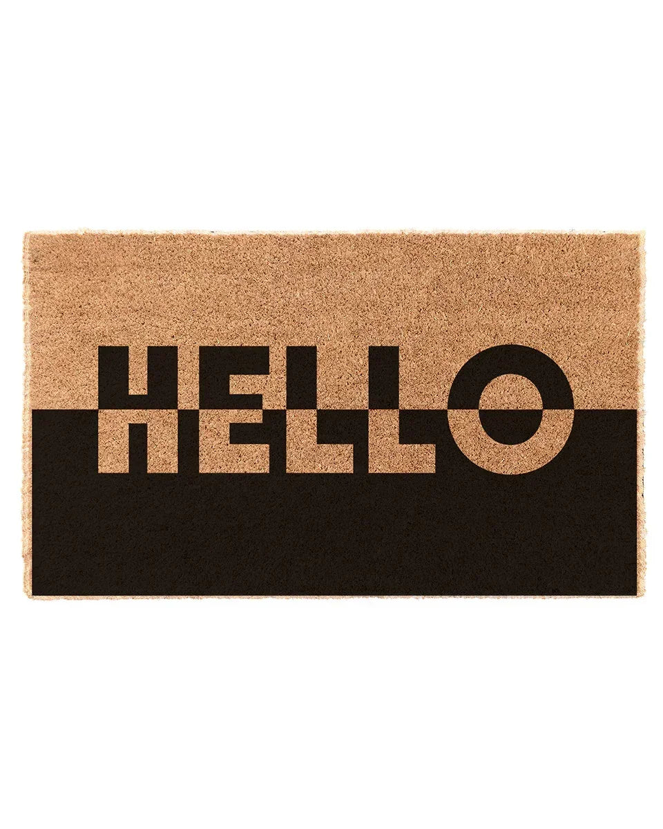 Hello Color Block Coir Doormat Door Mats