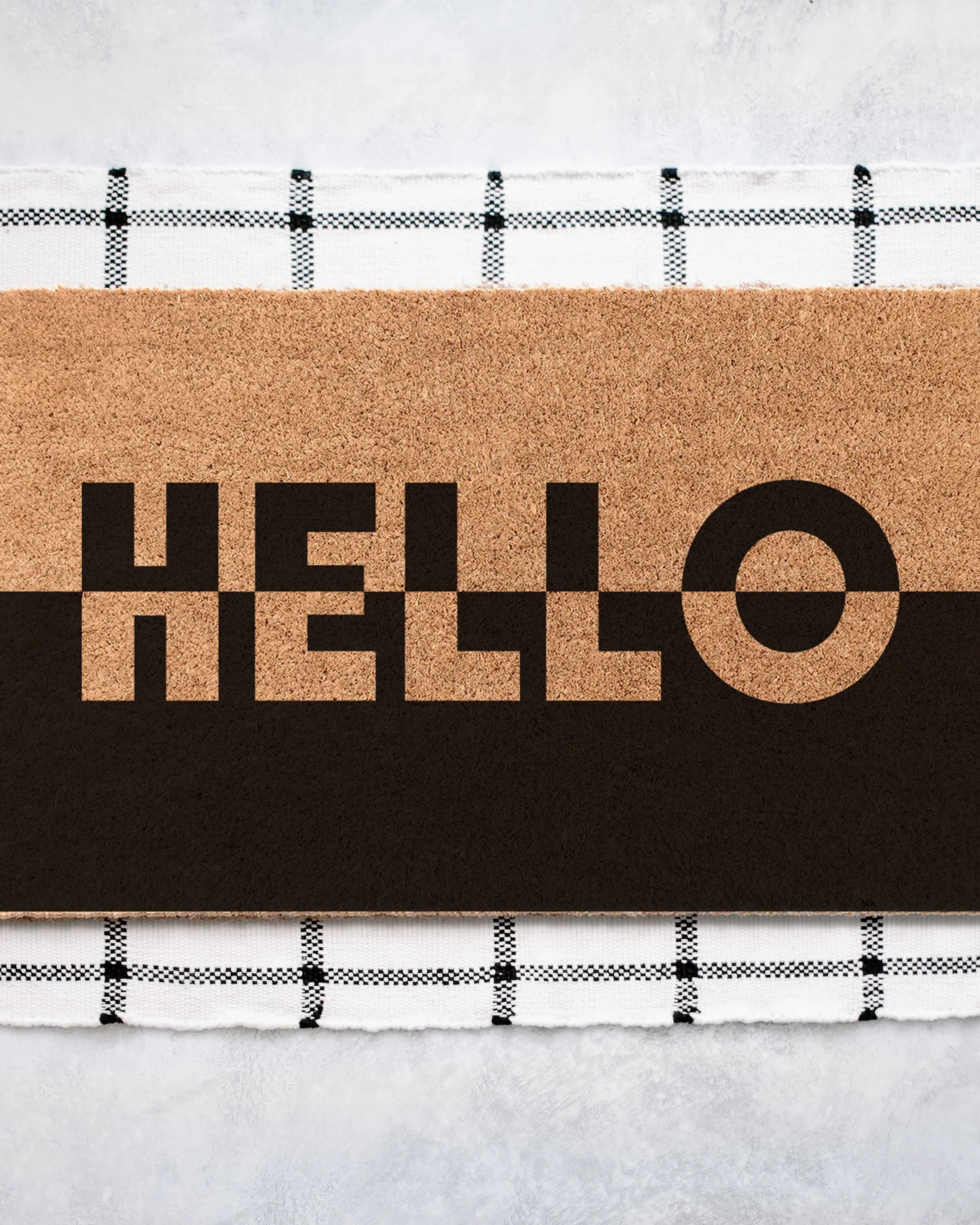 Hello Color Block Coir Doormat Door Mats