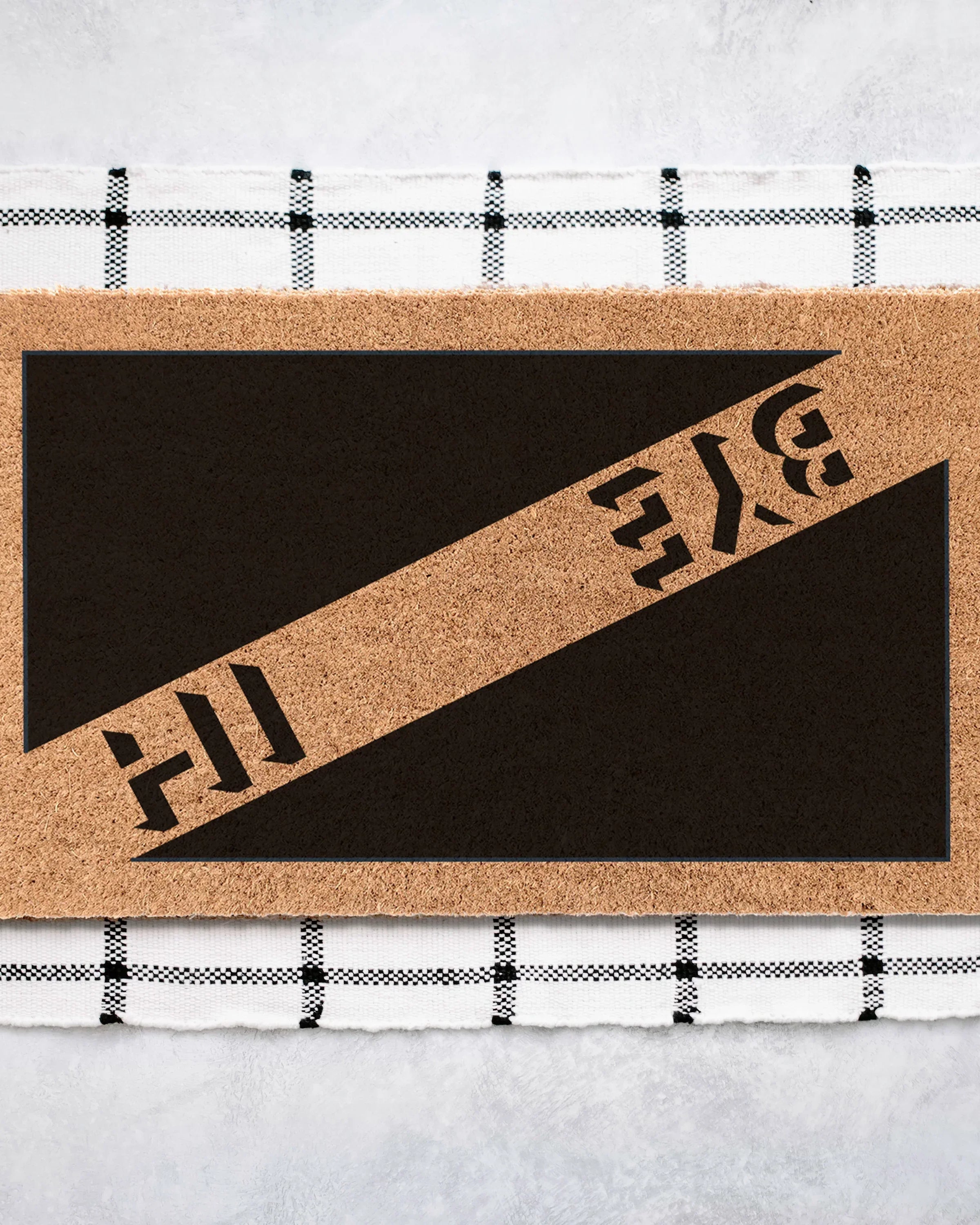 Hi Bye Diagonal Geometric Coir Doormat Door Mats