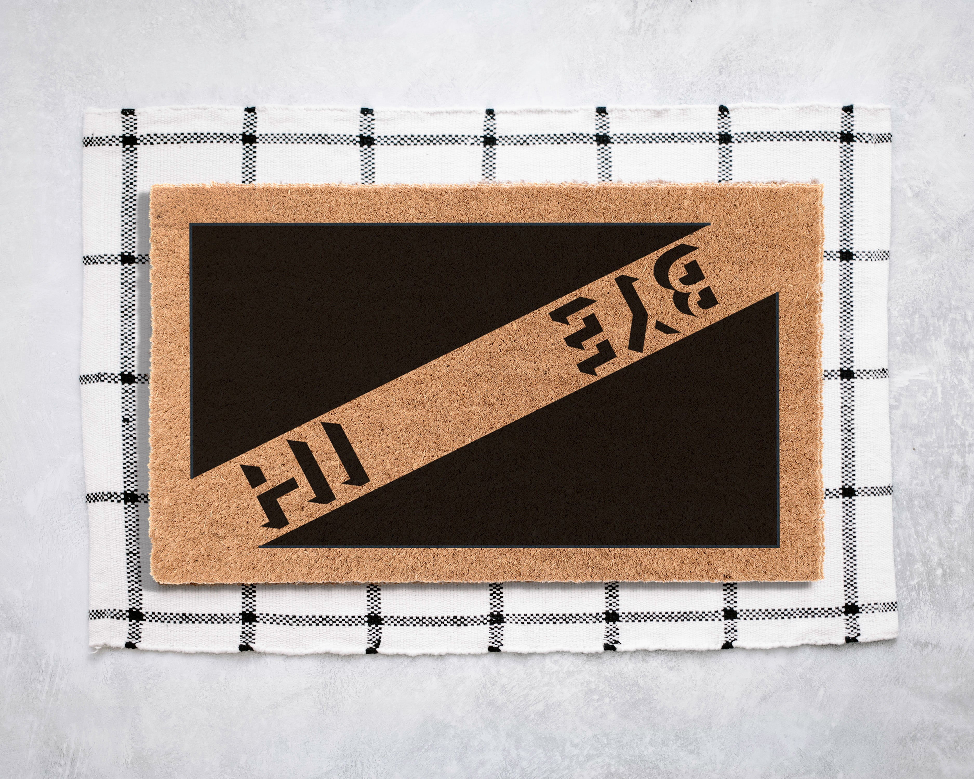 Hi Bye Diagonal Geometric Coir Doormat Door Mats