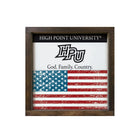 High Point University 12x12 God. Family. Country. Wood Framed Sign Walnut Stain Wall Art & Signs