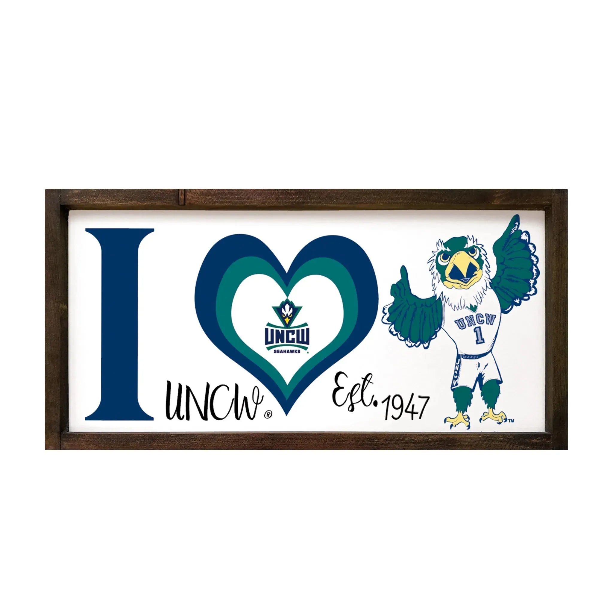 UNCW Wood Sign - I Heart with Sammy - 12"x24" Walnut Stain Wall Art & Signs