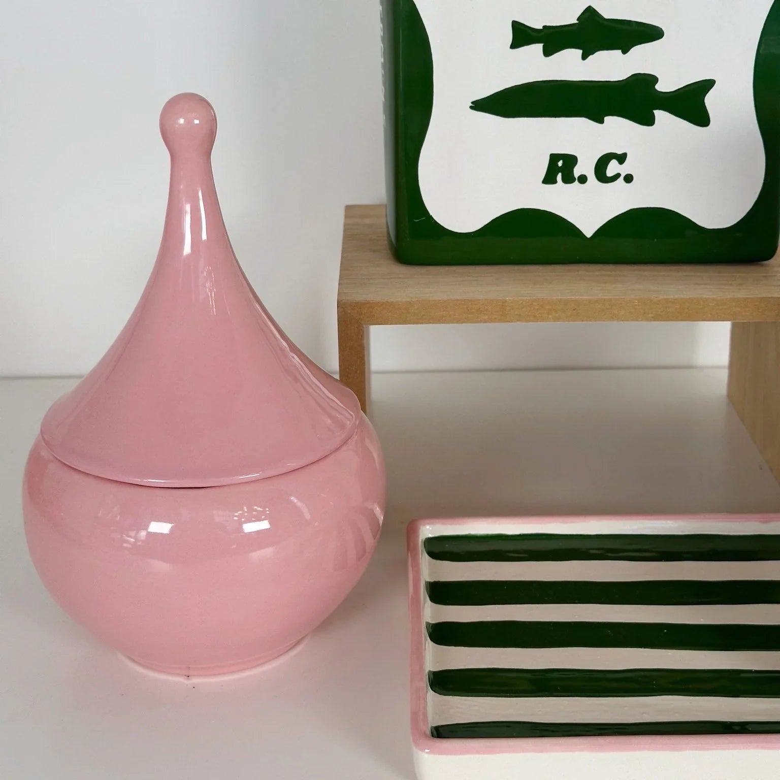 Striped Tray in Pink & Green | Retro, Modern, Funky Dorm Decor - Campus Greek Fit