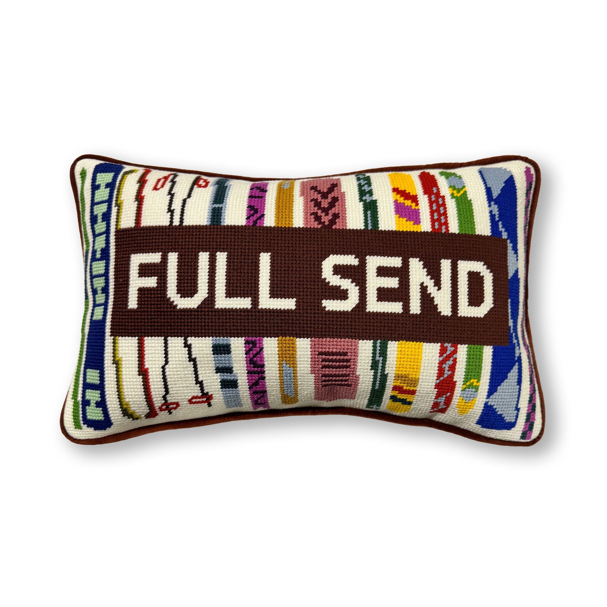 Full Send Needlepoint Pillow | Custom Dorm Decor