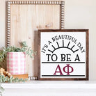 Alpha Phi 12x12 Wood Framed Sign - Beautiful Day Wall Art & Signs