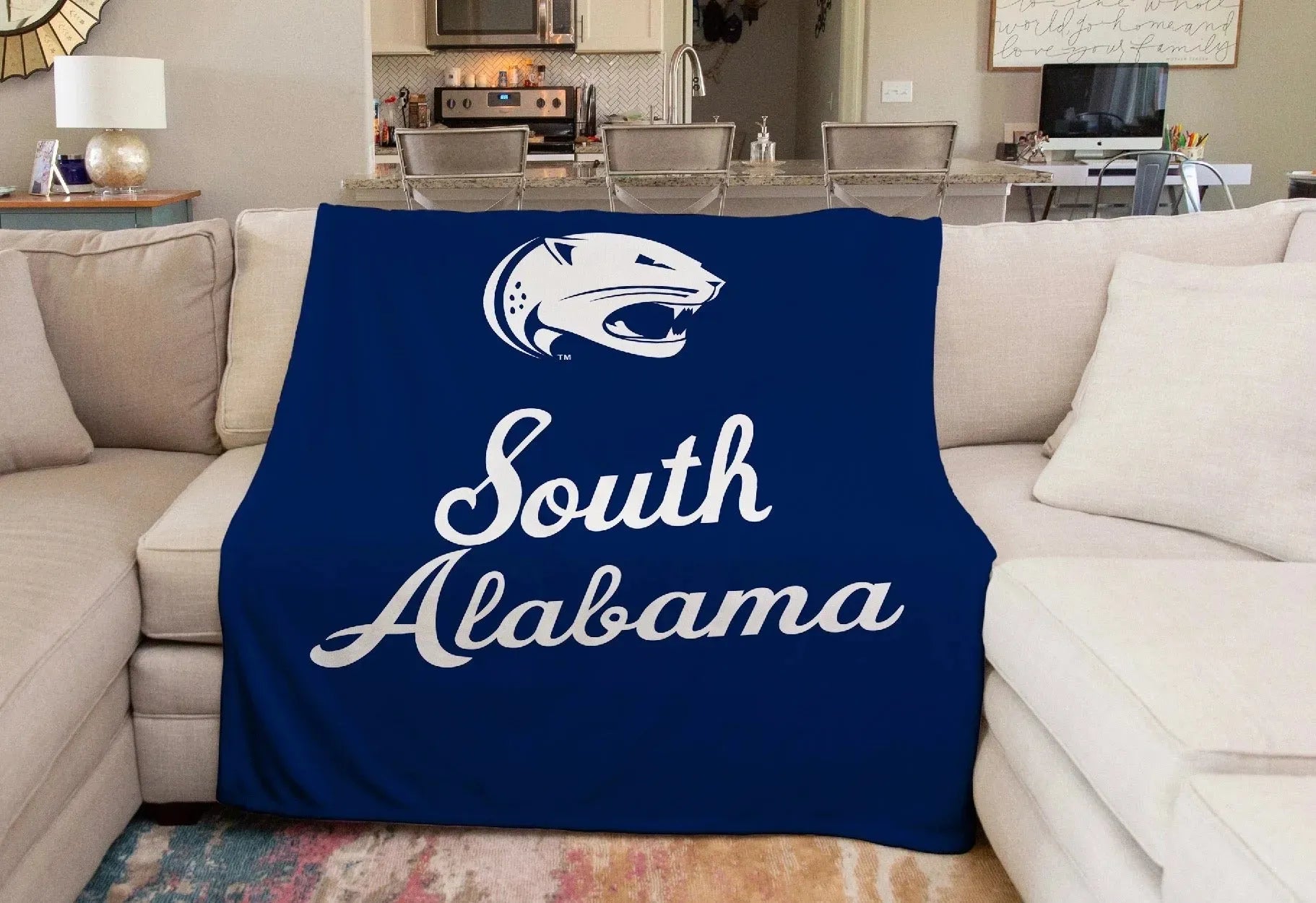 South Alabama XL 60x80 Sherpa Blanket - Script Throw Blankets
