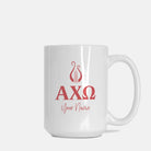 Alpha Chi Omega Personalized Mug Deluxe 15 oz. - Greek Letters Scarlet Drinkware