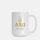 Alpha Chi Omega Personalized Mug Deluxe 15 oz. - Greek Letters Lyre Drinkware