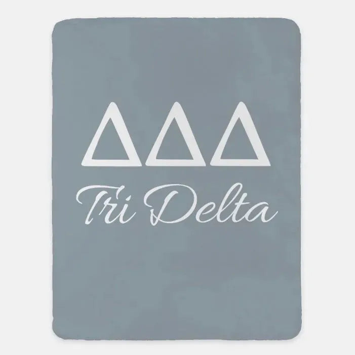 Tri Delta XL 60x80 Sherpa Blanket Silver Throw Blankets