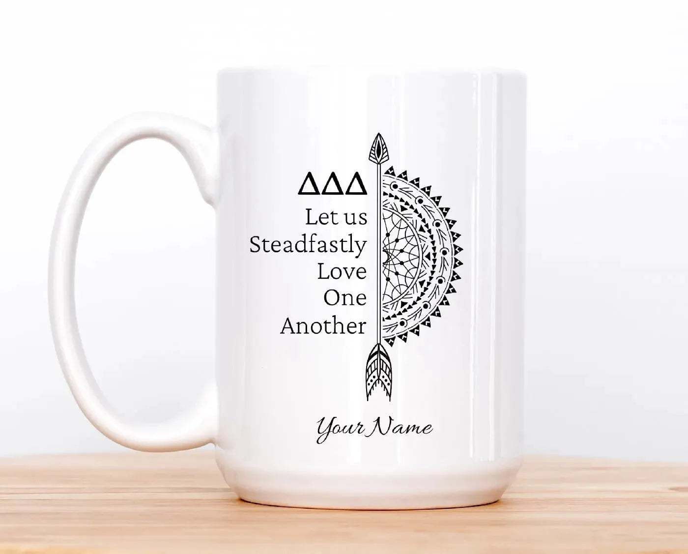 Tri Delta Personalized Mug Deluxe 15 oz. - Motto Drinkware