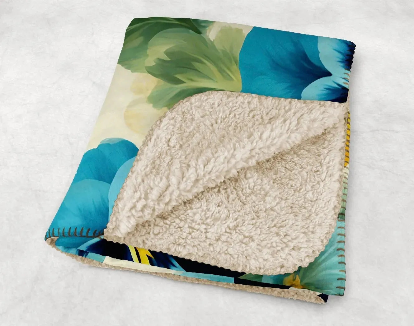 UNCW XL 60x80 Sherpa Throw Blanket - Pansies Throw Blankets