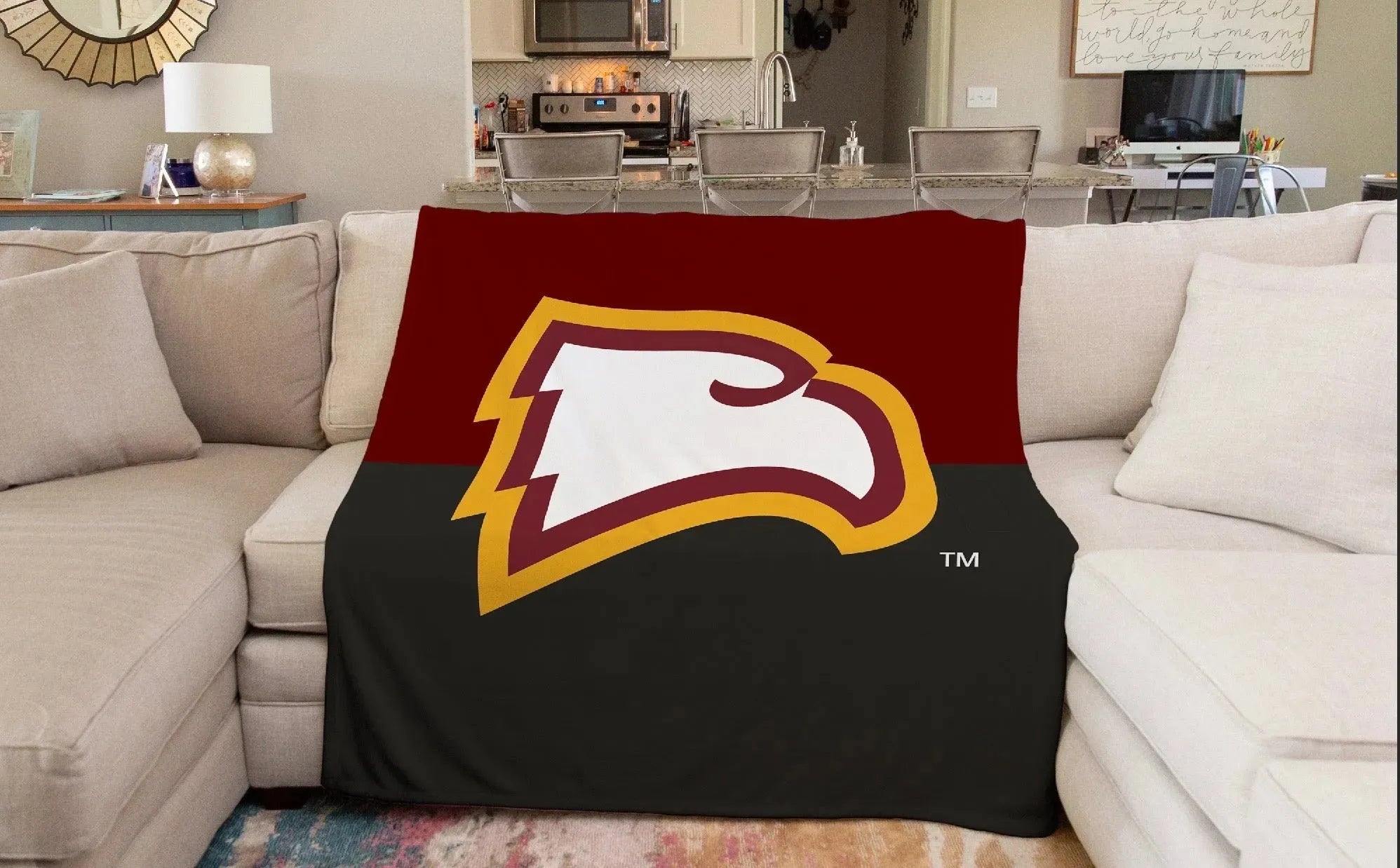 Winthrop University XL 60x80 Sherpa Throw Blanket - Color Block Throw Blankets