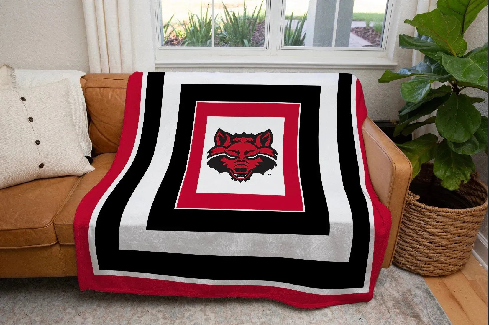 Arkansas State University XL 60x80 Sherpa Throw Blanket - Geo Throw Blankets