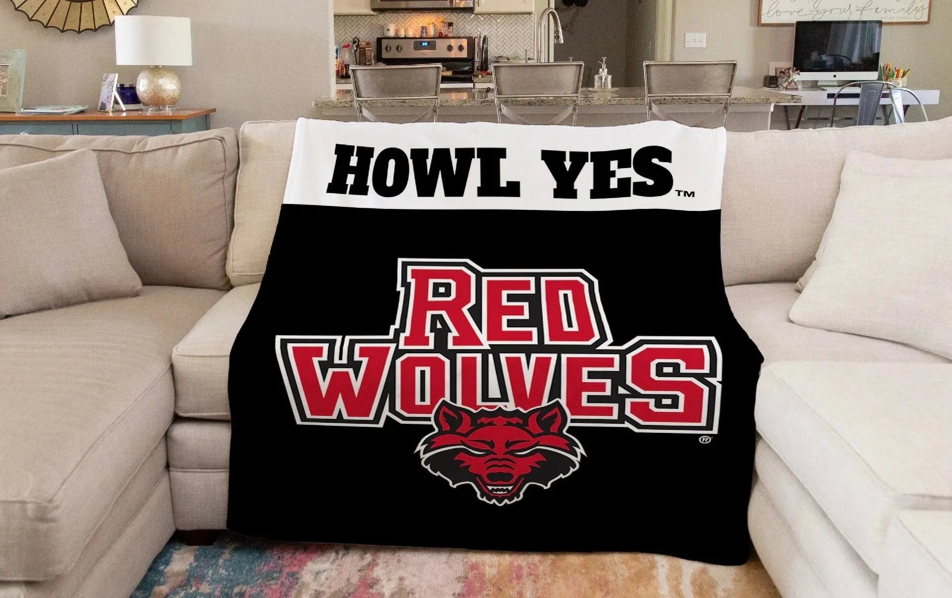 Arkansas State XL 60x80 Sherpa Throw Blanket - Howl Yes! Throw Blankets