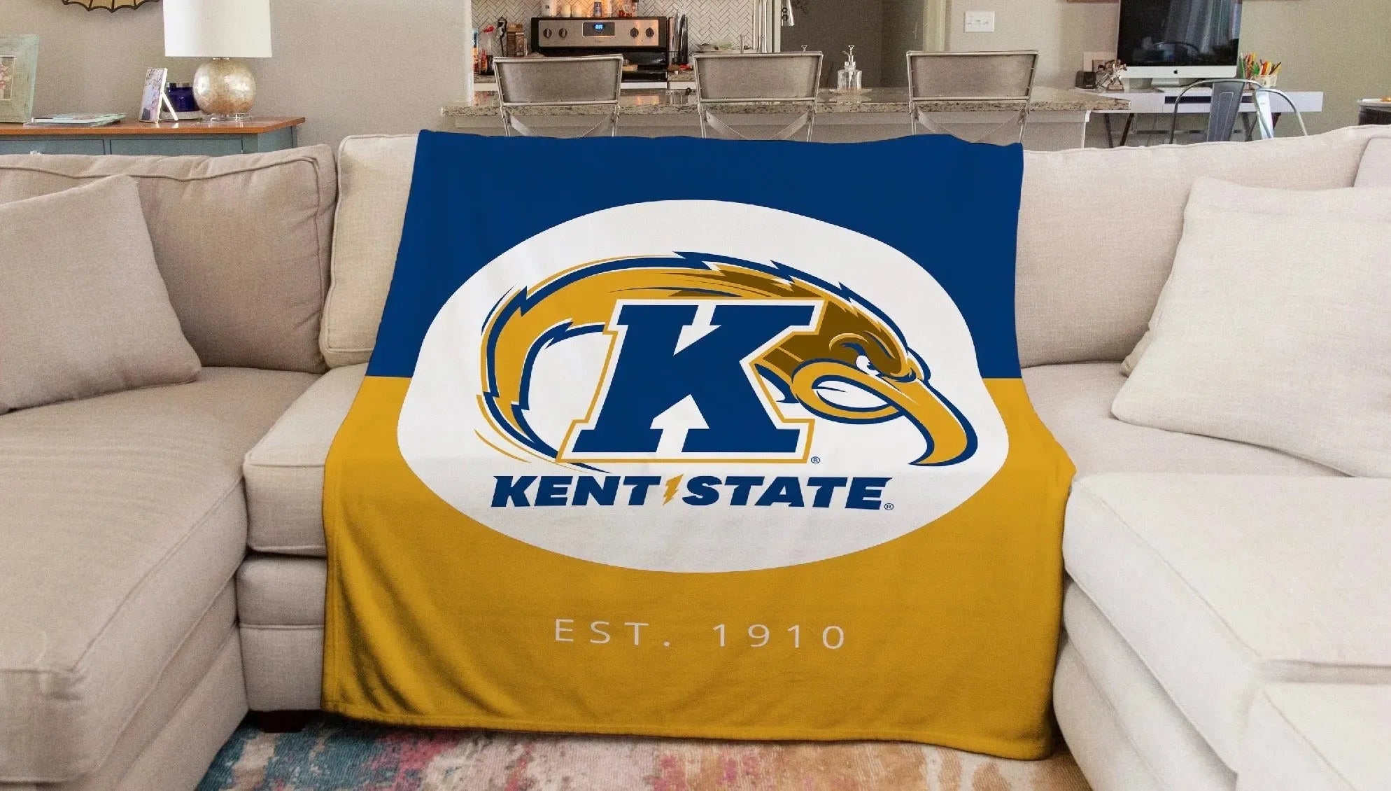 Kent State XL 60x80 Sherpa Throw Blanket - Color Split Throw Blankets
