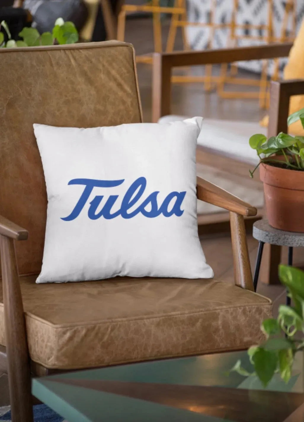 University of Tulsa 18" Throw Pillow Cover - Blue Script Pillow Covers