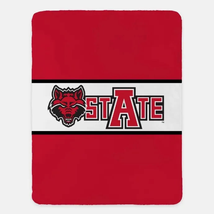 Arkansas State University XL 60x80 Blanket - STATE Center Band Red Throw Blankets