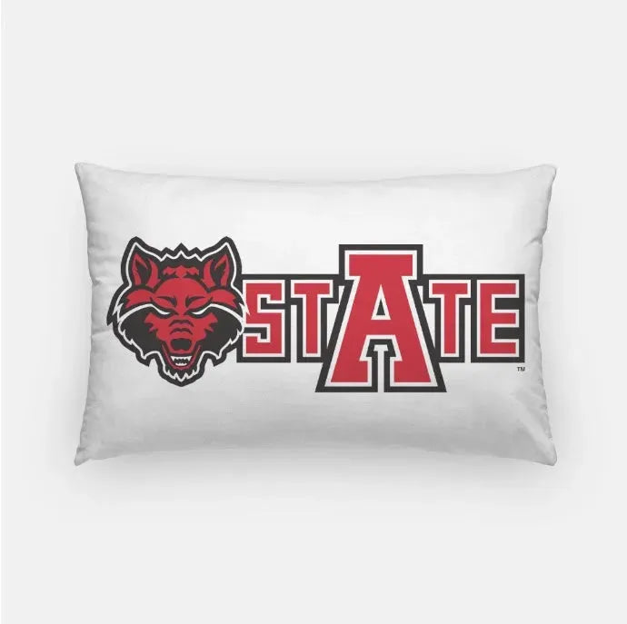 Arkansas State University Lumbar Pillow Cover Wolf Head White Full Color Pillow Covers
